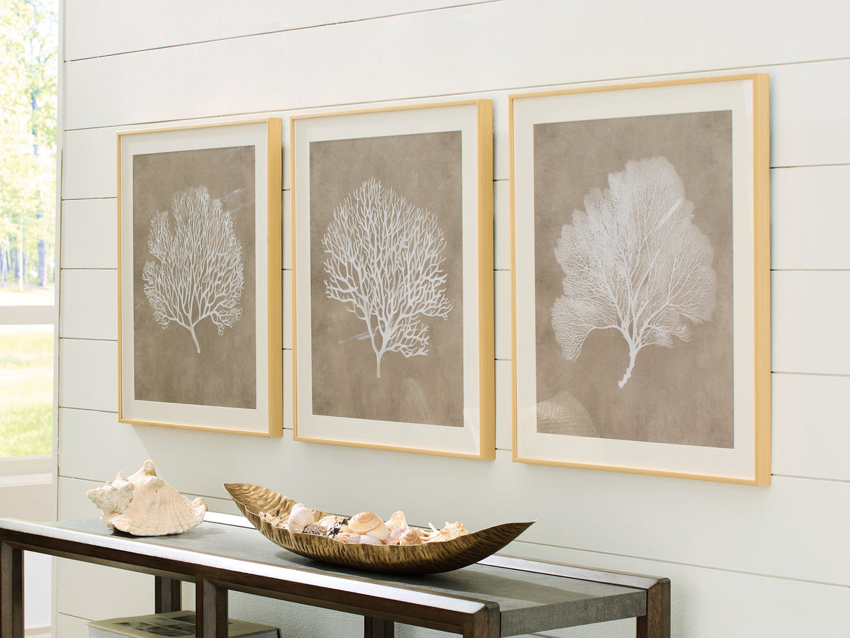 Diamond Furniture - Ashley Furniture - Hendridge Wall Decor - Wall Art Set (3/CN) / Taupe/White - A8000486