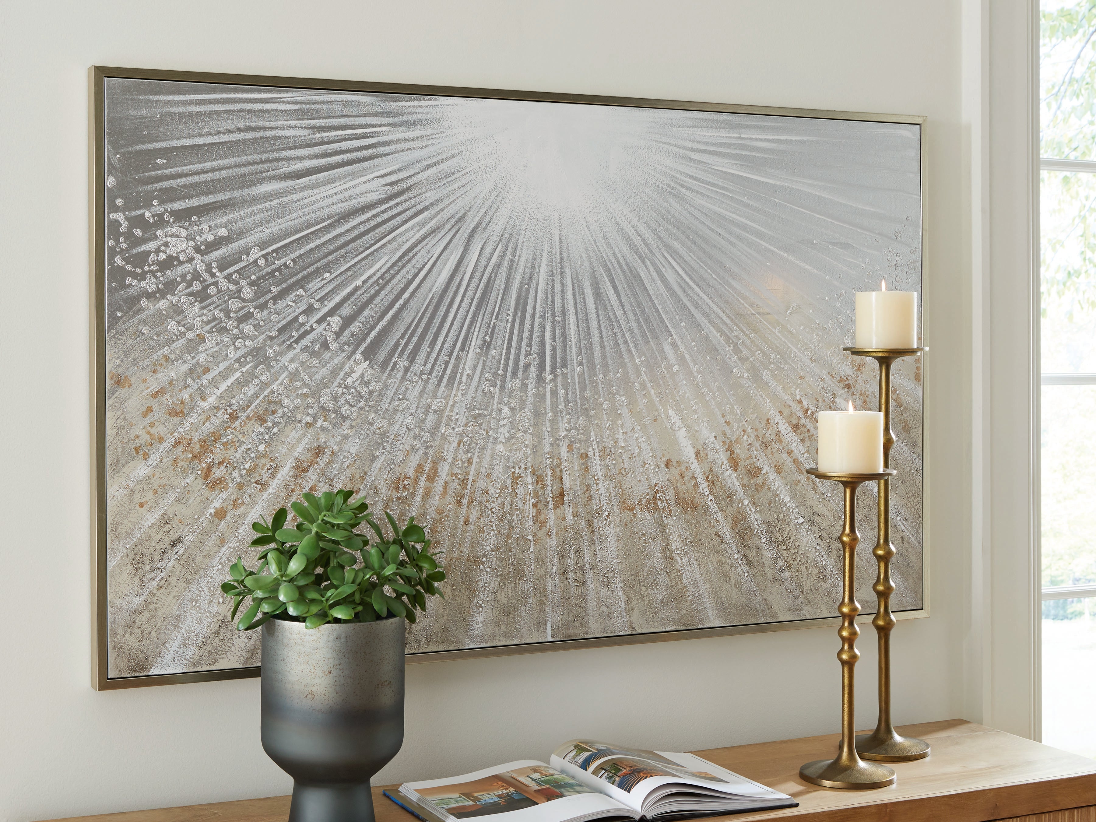 Diamond Furniture - Ashley Furniture - Waldard Wall Decor - Wall Art / Gray/Taupe/White - A8000501