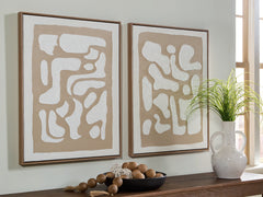 Diamond Furniture - Ashley Furniture - Waldett Wall Decor - Wall Art Set (Set of 2) / Beige/White - A8000503