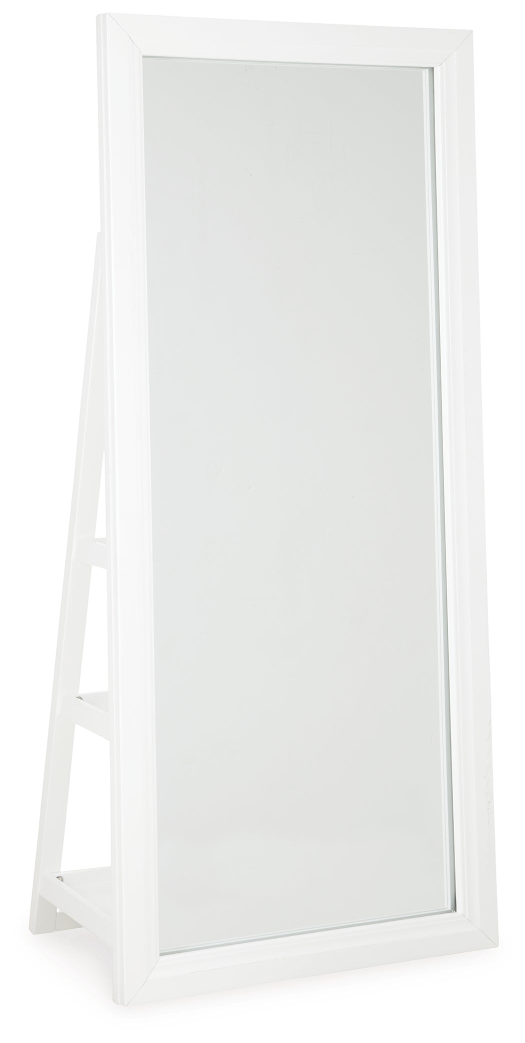 Diamond Furniture - Ashley Furniture - Evesen Floor Standing Mirror/Storage - Floor Standing Mirror/Storage / White - A8010383