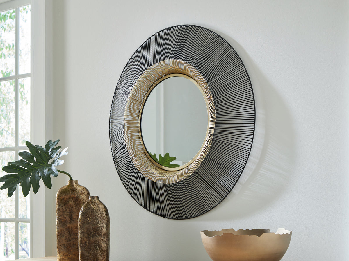 Diamond Furniture - Ashley Furniture - Dallmen Mirror - Accent Mirror / Black/Gold Finish - A8010407