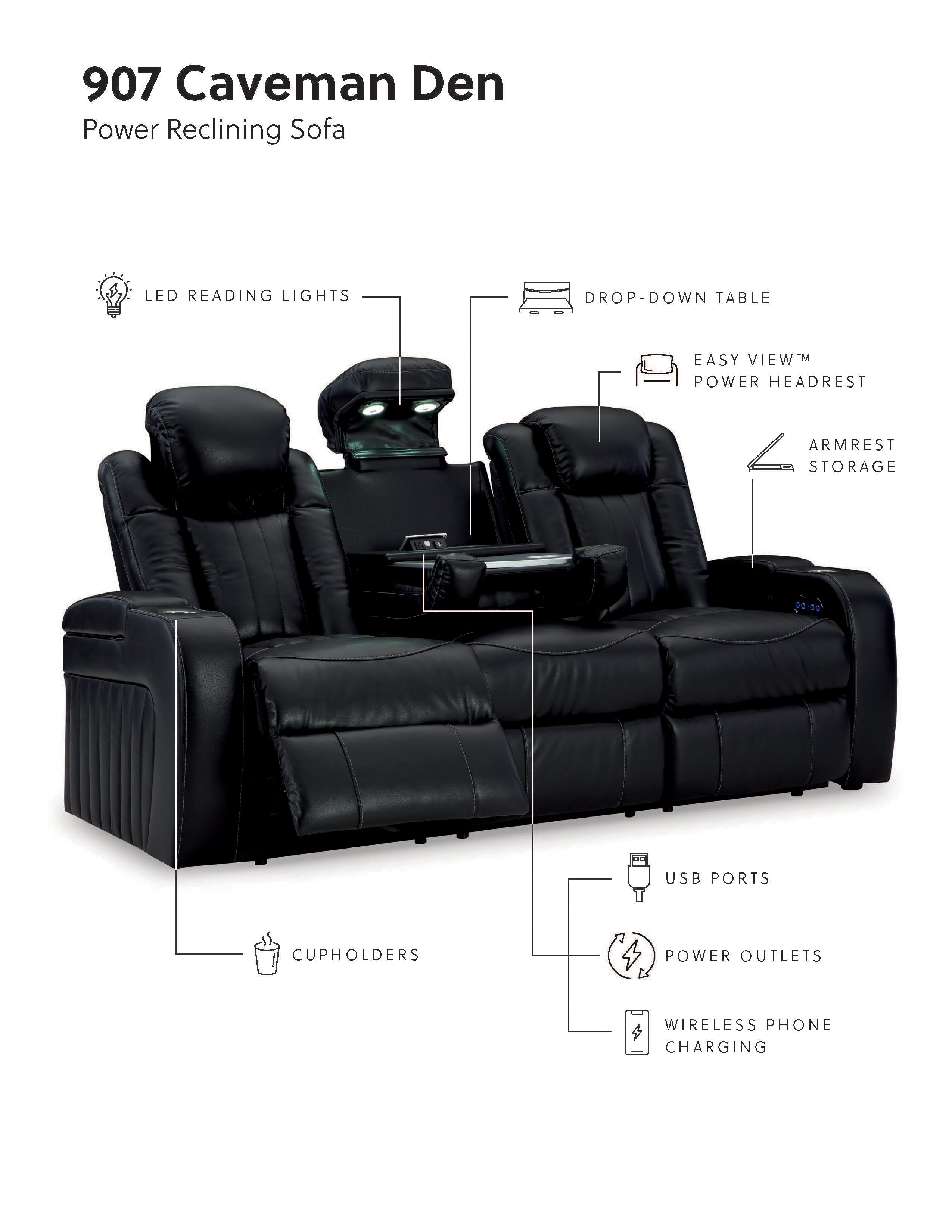 Caveman Den Power Reclining Sofa
