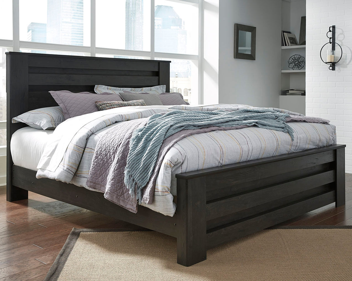 Diamond Furniture - Ashley Furniture - Brinxton King Panel Bed - King Panel Bed / Charcoal - B249B4