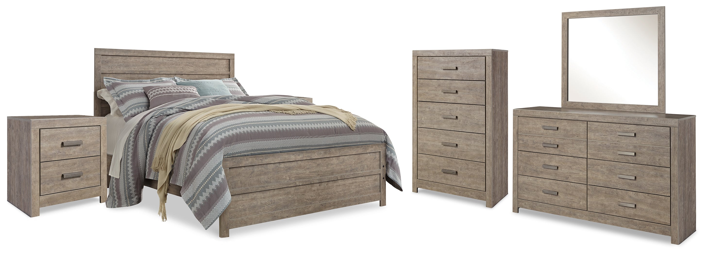Diamond Furniture - Ashley Furniture - Culverbach Queen Panel Bed, Dresser, Mirror, Chest and 2 Nightstands - Queen Panel Bed, Dresser, Mirror, Chest and 2 Nightstands - B070B20