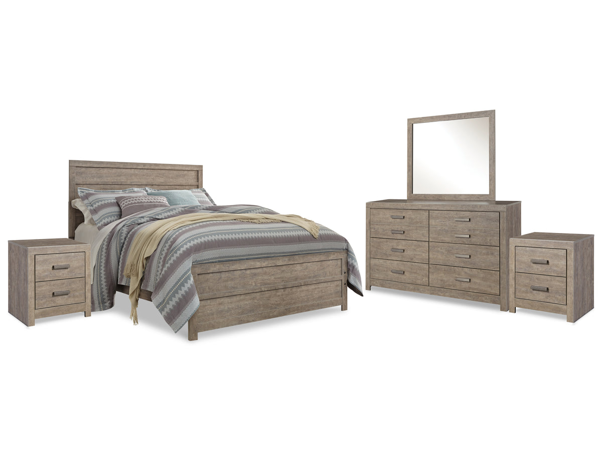 Diamond Furniture - Ashley Furniture - Culverbach Queen Bed with Mirrored Dresser and 2 Nightstand - Queen Bed with Mirrored Dresser and 2 Nightstand - B070B11
