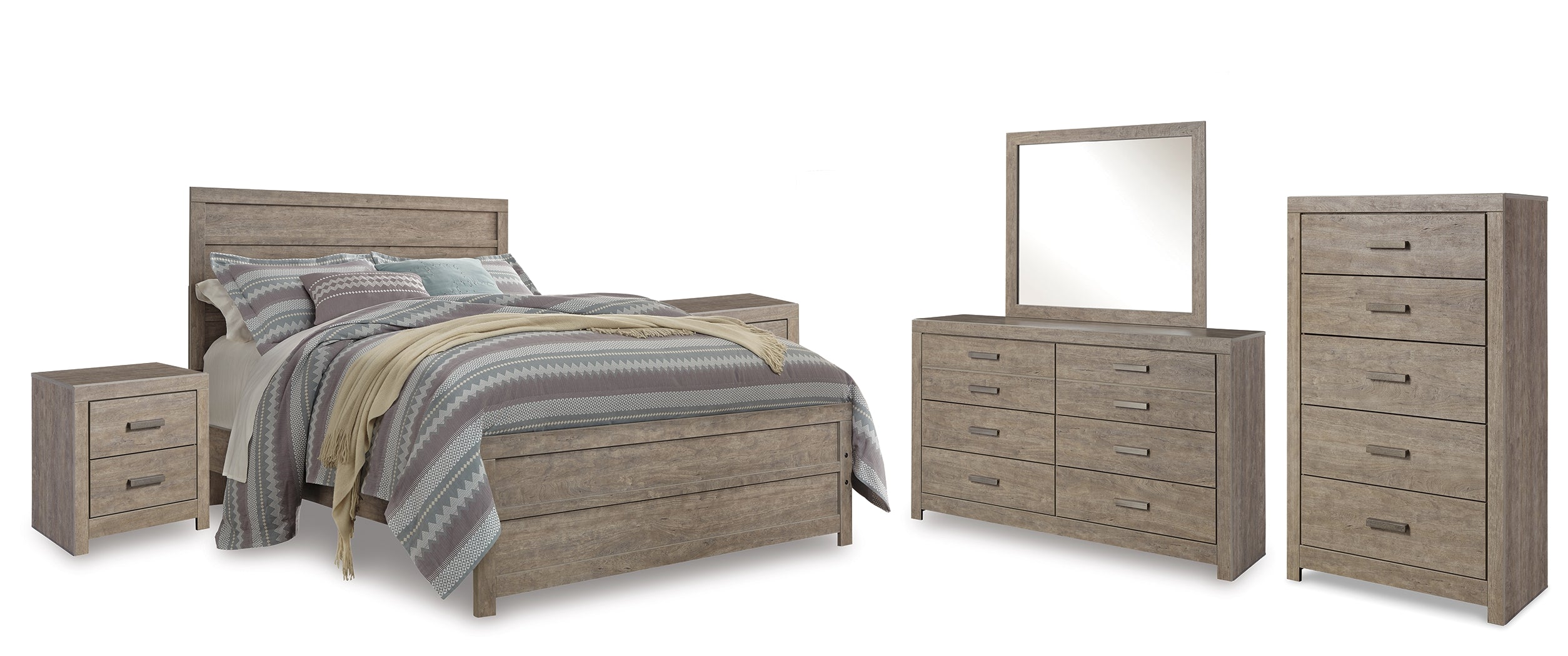 Diamond Furniture - Ashley Furniture - Culverbach Queen Panel Bed with Dresser and Mirror, Chest and 2 Nightstands - Queen Panel Bed with Dresser, Mirror, Chest and 2 Nightstands - B070B13