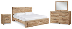 Diamond Furniture - Ashley Furniture - Hyanna King Panel Storage Bed, Dresser, Mirror and Nightstand - King Panel Storage Bed, Dresser, Mirror and Nightstand - B1050B16