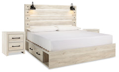 Diamond Furniture - Ashley Furniture - Cambeck King Panel Bed with Storage and 2 Nightstands - King Panel Bed with Storage and 2 Nightstands - B192B115