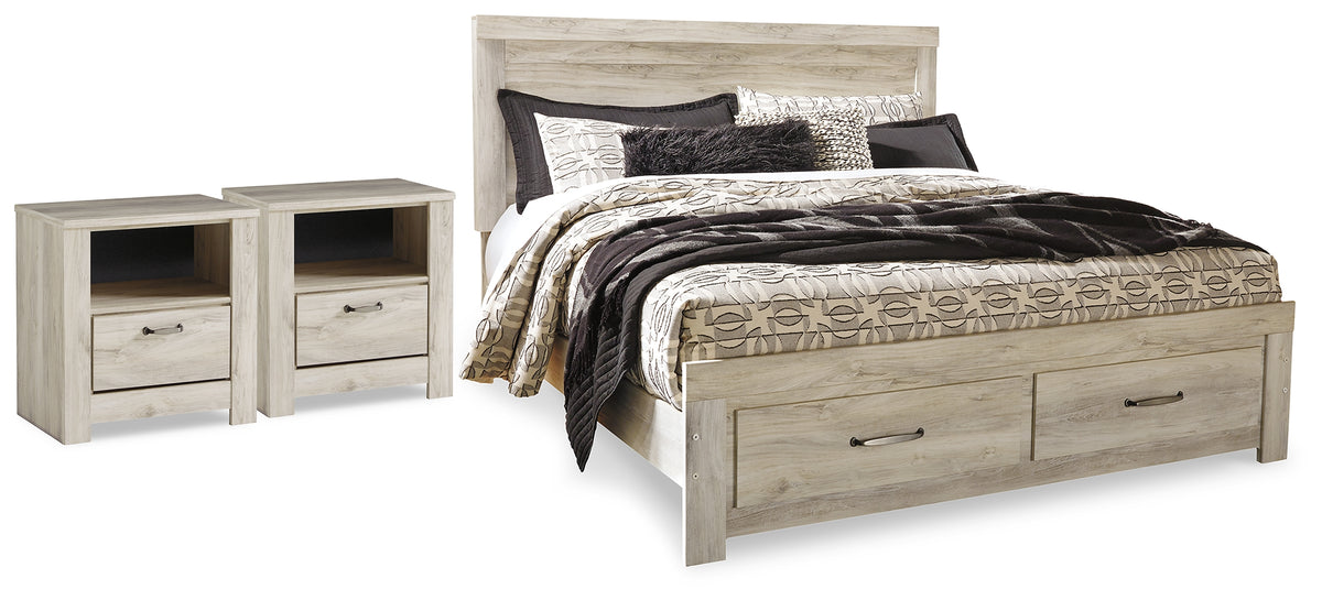 Diamond Furniture - Ashley Furniture - Bellaby King Storage Bed and 2 Nightstands - King Storage Bed and 2 Nightstands - B331B23