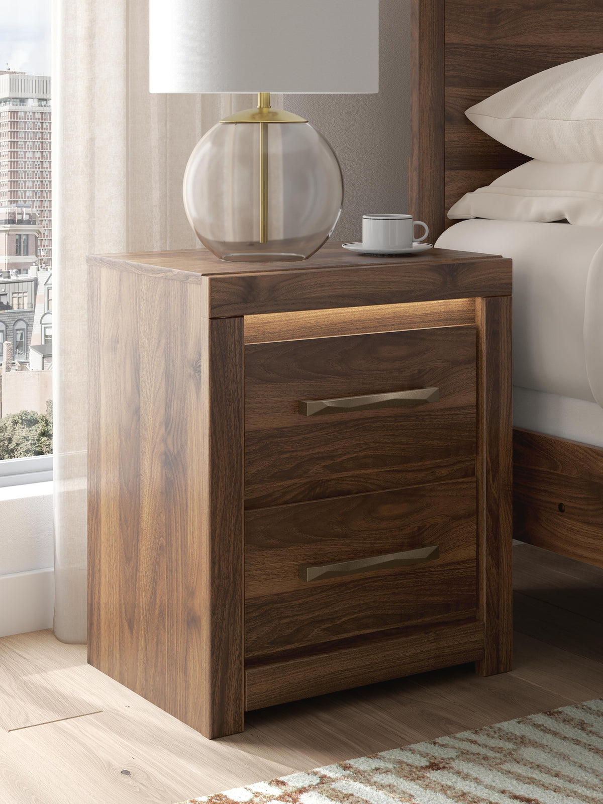 Diamond Furniture - Ashley Furniture - Janfyn Nightstand - Two Drawer Night Stand - PCB1010-92