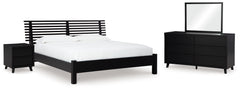 Diamond Furniture - Ashley Furniture - Danziar King Slat Panel Bed, Dresser, Mirror and Nightstand - King Slat Panel Bed, Dresser, Mirror and Nightstand - B1013B32