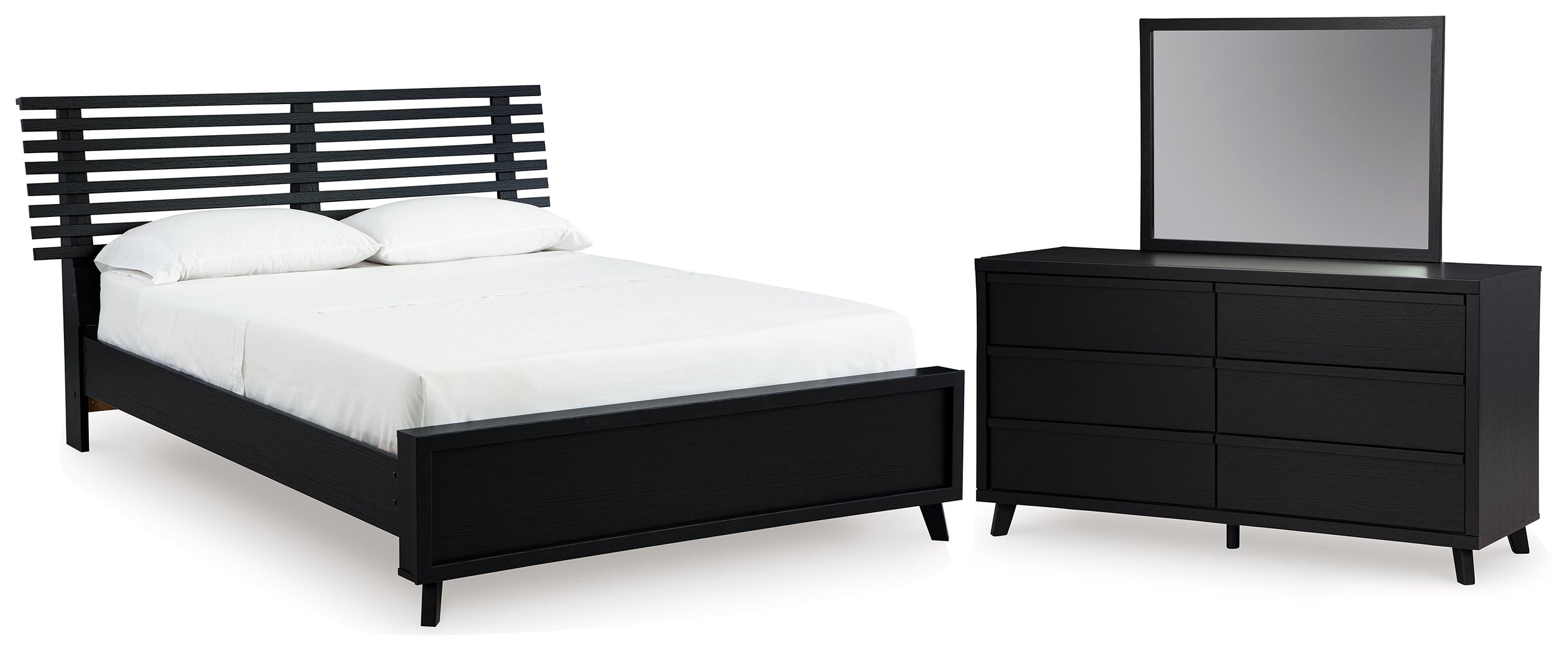 Diamond Furniture - Ashley Furniture - Danziar Queen Slat Panel Platform Bed, Dresser and Mirror - Queen Slat Panel Platform Bed, Dresser and Mirror - B1013B16