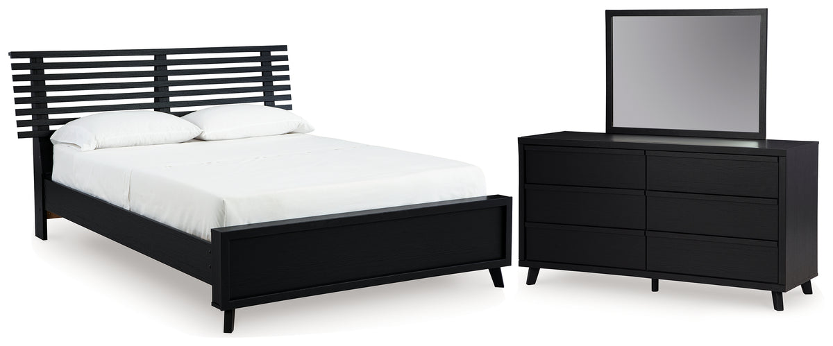 Diamond Furniture - Ashley Furniture - Danziar Queen Slat Panel Platform Bed, Dresser and Mirror - Queen Slat Panel Platform Bed, Dresser and Mirror - B1013B16