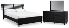 Danziar Queen Slat Panel Platform Bed, Dresser and Mirror