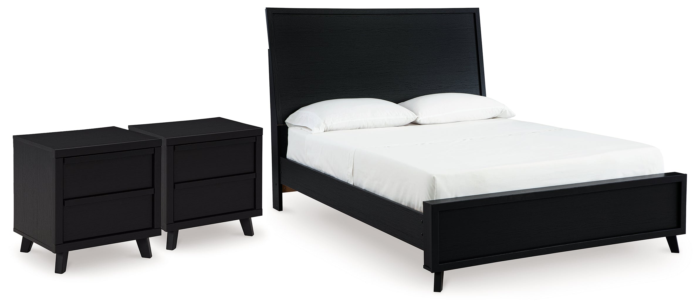 Diamond Furniture - Ashley Furniture - Danziar Queen Panel Platform Bed and 2 Nightstands - Queen Panel Platform Bed and 2 Nightstands - B1013B33