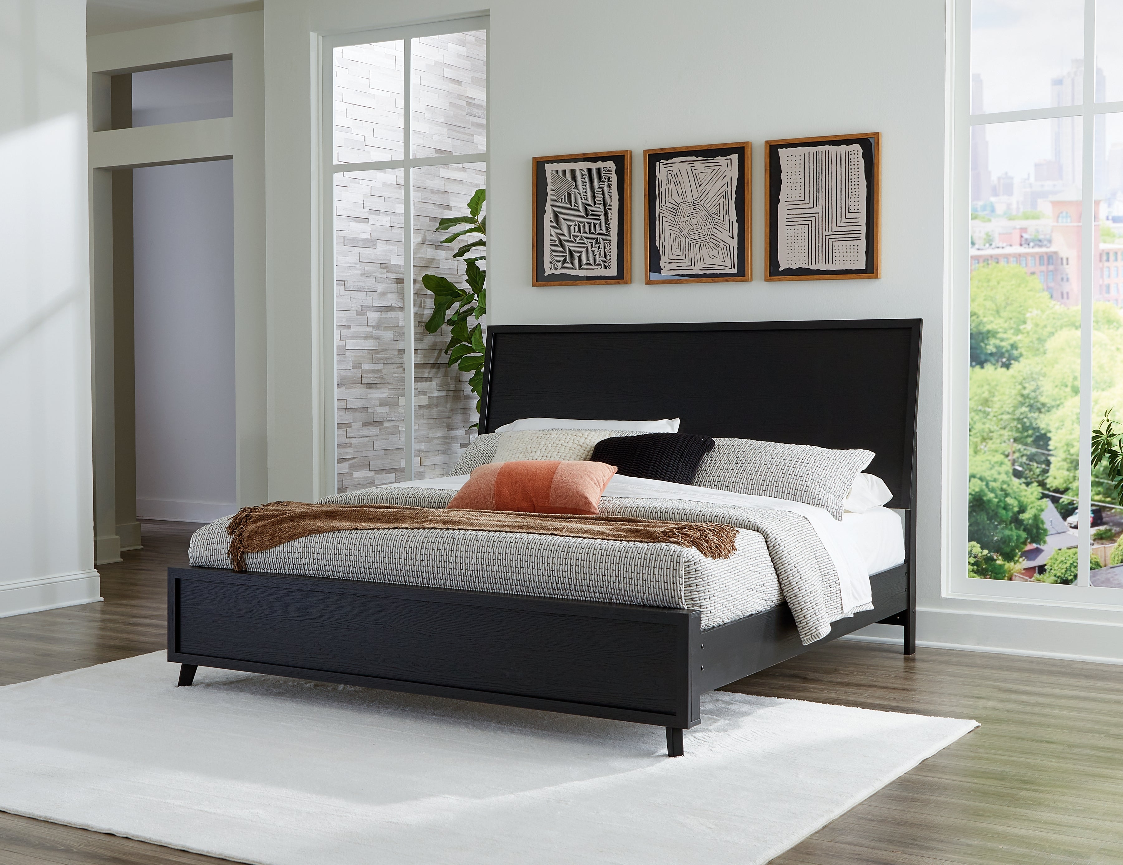 Diamond Furniture - Ashley Furniture - Danziar Bedroom - King Panel Bed / Black - B1013B7