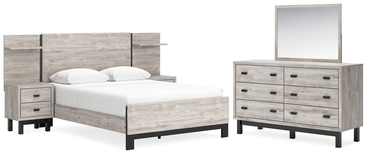 Diamond Furniture - Ashley Furniture - Vessalli Queen Panel Bed with Extensions, Dresser and Mirror - Queen Panel Bed with Extensions, Dresser and Mirror - B1036B6