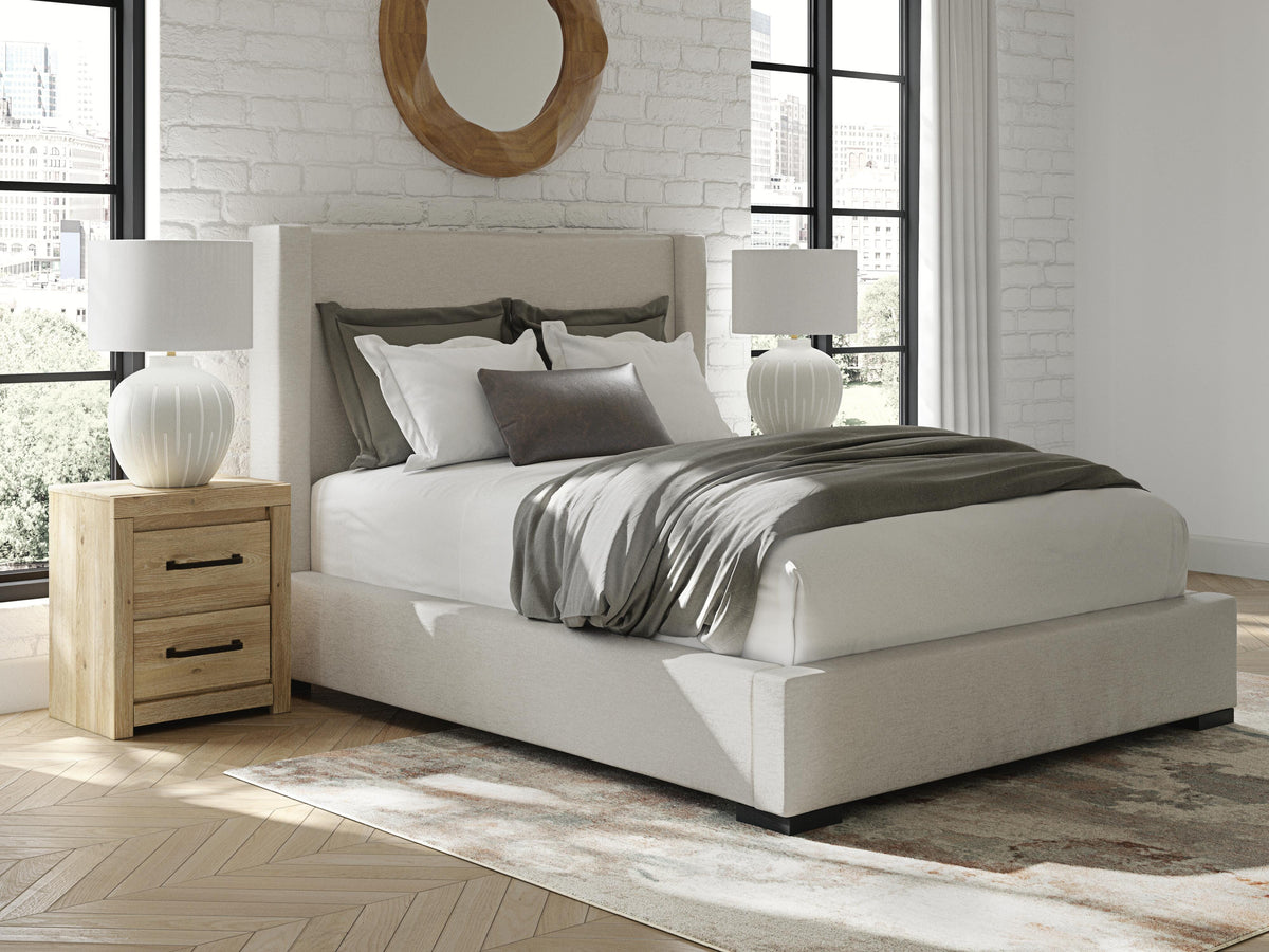 Diamond Furniture - Ashley Furniture - Brozmont Queen Upholstered Storage Bed - Queen Upholstered Storage Bed - B1045B12