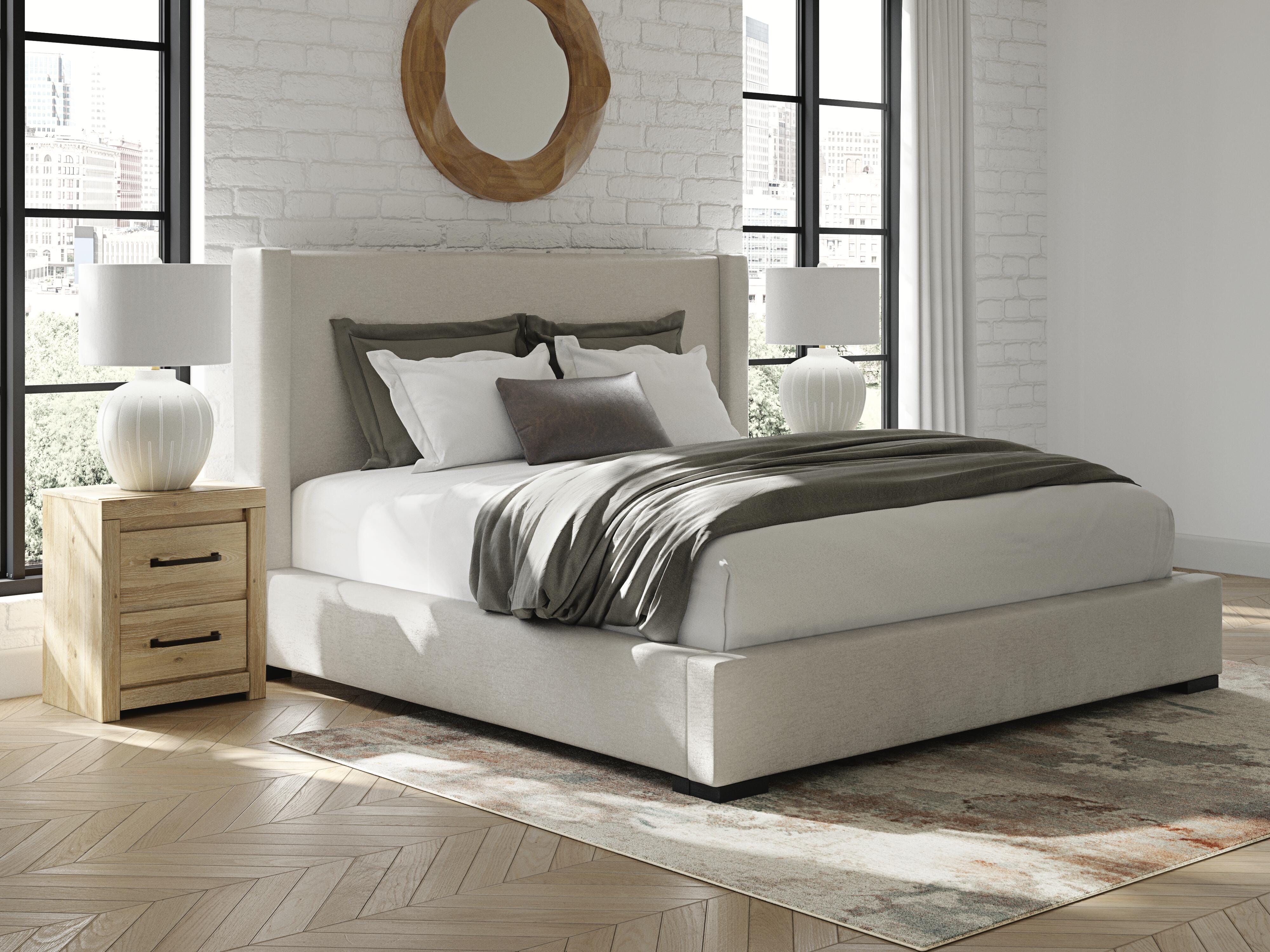 Diamond Furniture - Ashley Furniture - Brozmont King Upholstered Storage Bed - King Upholstered Storage Bed - B1045B14