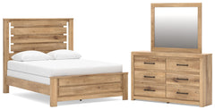 Diamond Furniture - Ashley Furniture - Brozmont Queen Panel Bed, Dresser and Mirror - Queen Panel Bed, Dresser and Mirror - B1045B3