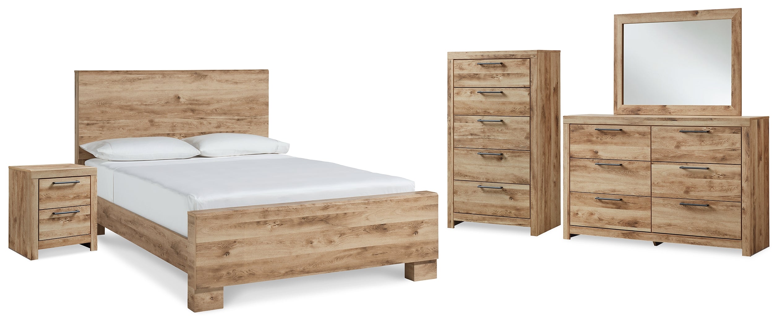 Diamond Furniture - Ashley Furniture - Hyanna Queen Panel Bed, Dresser, Mirror, Chest and Nightstand - Queen Panel Bed, Dresser, Mirror, Chest and Nightstand - B1050B63