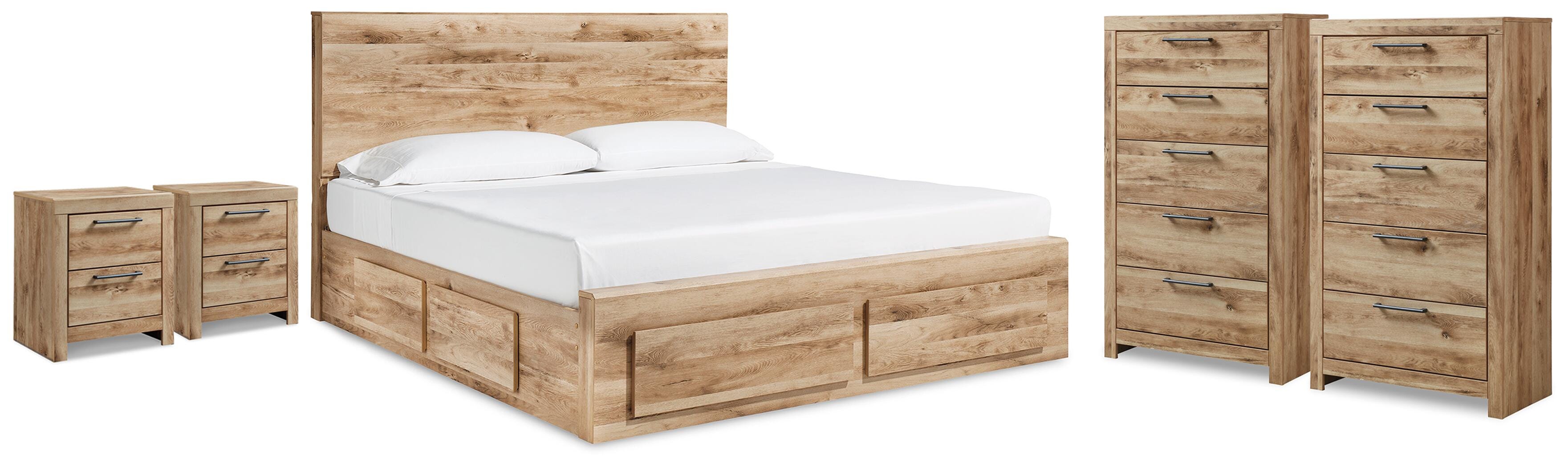 Diamond Furniture - Ashley Furniture - Hyanna King Panel Bed, 2 Chests and 2 Nightstands - King Panel Bed, 2 Chests and 2 Nightstands - B1050B70