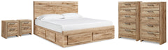 Hyanna King Panel Bed, 2 Chests and 2 Nightstands