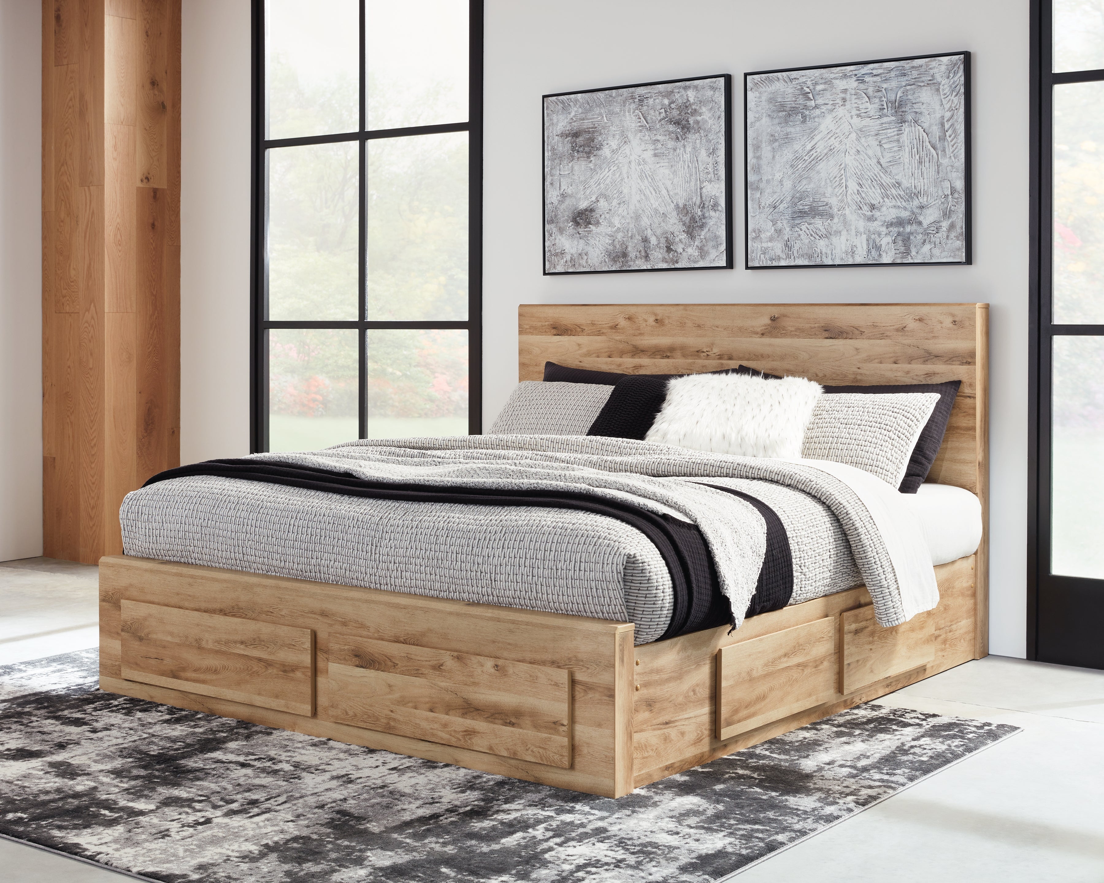 Diamond Furniture - Ashley Furniture - Hyanna Bedroom - Queen Panel Storage Bed with 1 Under Bed Storage Drawer / Tan Brown - B1050B6