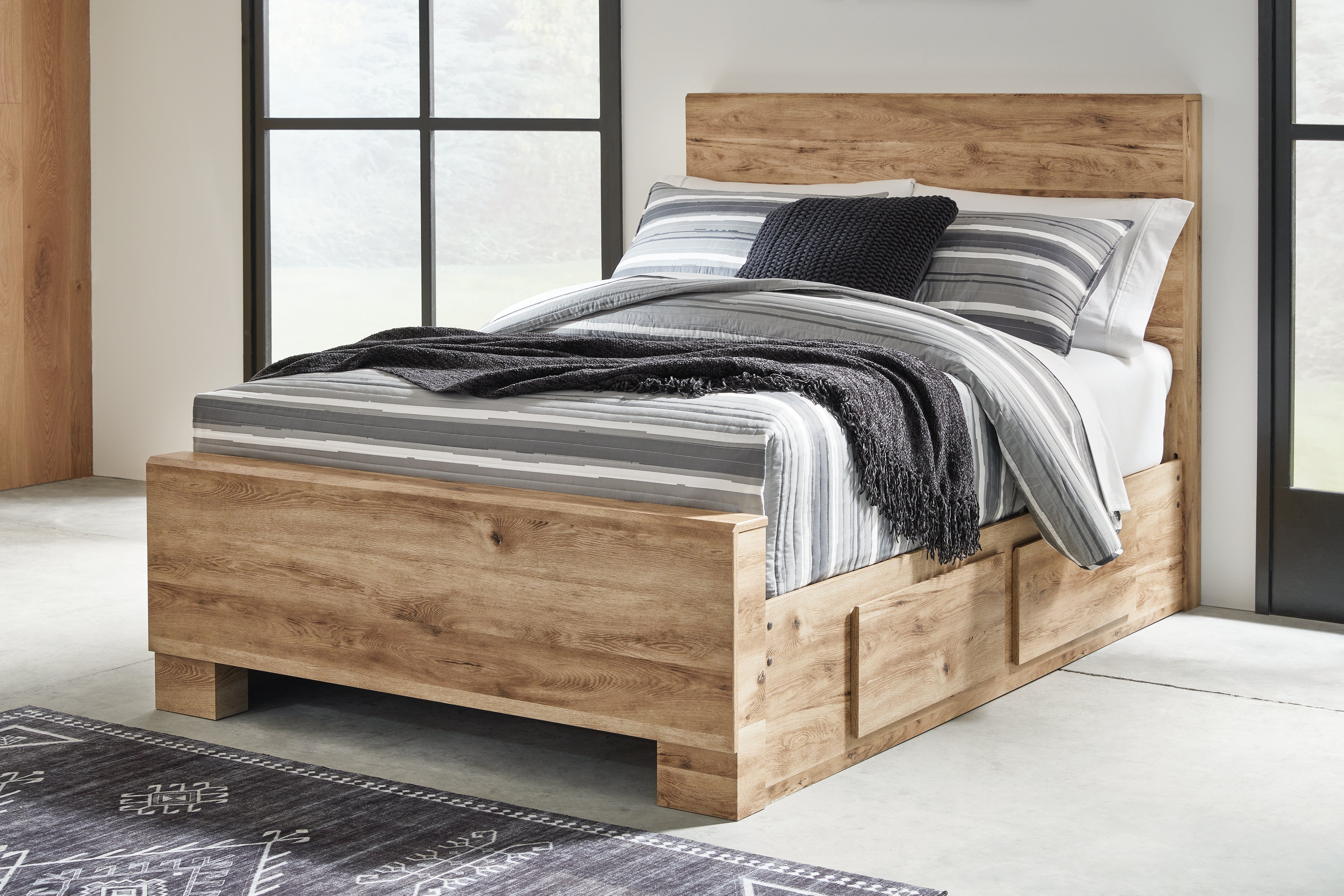 Diamond Furniture - Ashley Furniture - Hyanna Bedroom - Full Panel Bed with 1 Side Storage / Tan Brown - B1050B25