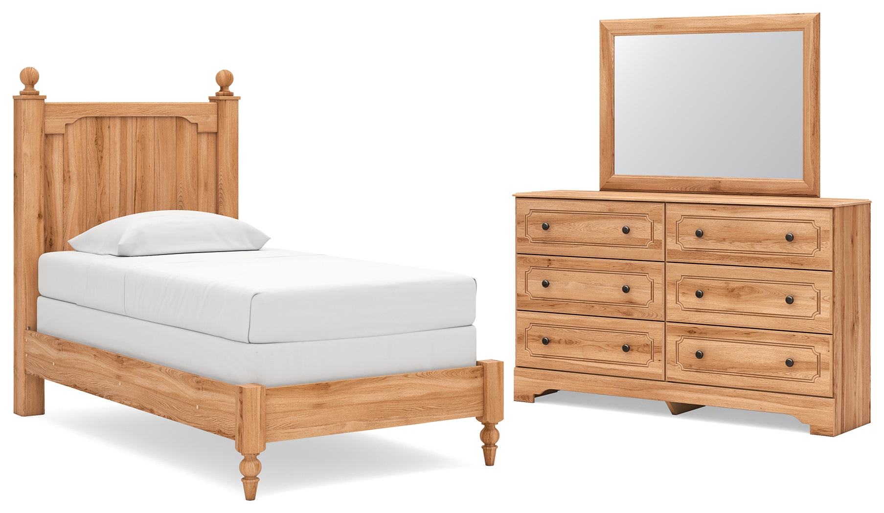 Diamond Furniture - Ashley Furniture - Aleaport Twin Panel Bed, Dresser and Mirror - Twin Panel Bed, Dresser and Mirror - PCB1075B3