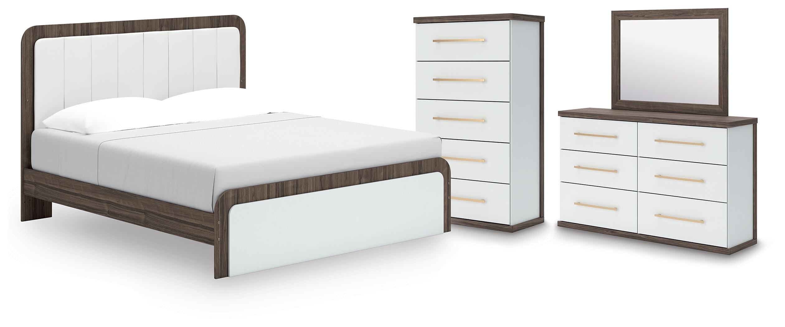 Diamond Furniture - Ashley Furniture - Kendanport King Upholstered Bed, Dresser, Mirror and Chest - King Upholstered Bed, Dresser, Mirror and Chest - B1108B16