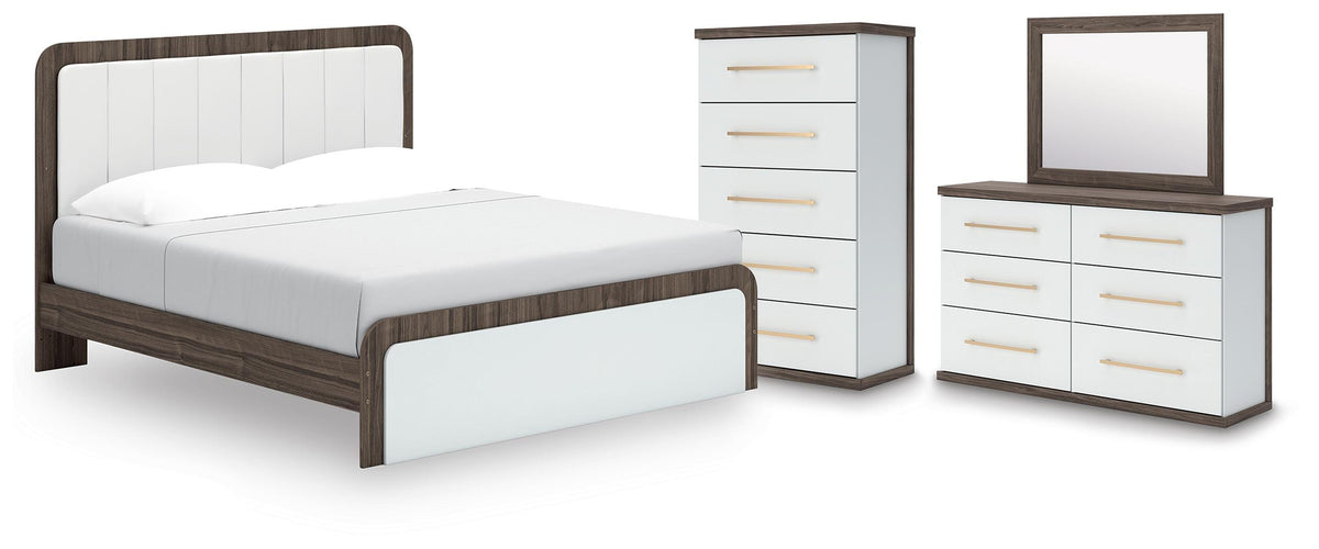Diamond Furniture - Ashley Furniture - Kendanport King Upholstered Bed, Dresser, Mirror and Chest - King Upholstered Bed, Dresser, Mirror and Chest - B1108B16