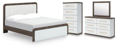 Diamond Furniture - Ashley Furniture - Kendanport King Upholstered Bed, Dresser, Mirror and Chest - King Upholstered Bed, Dresser, Mirror and Chest - B1108B16
