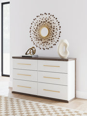 Diamond Furniture - Ashley Furniture - Kendanport Bedroom - King Upholstered Bed / White/Brown - PCB1108B8
