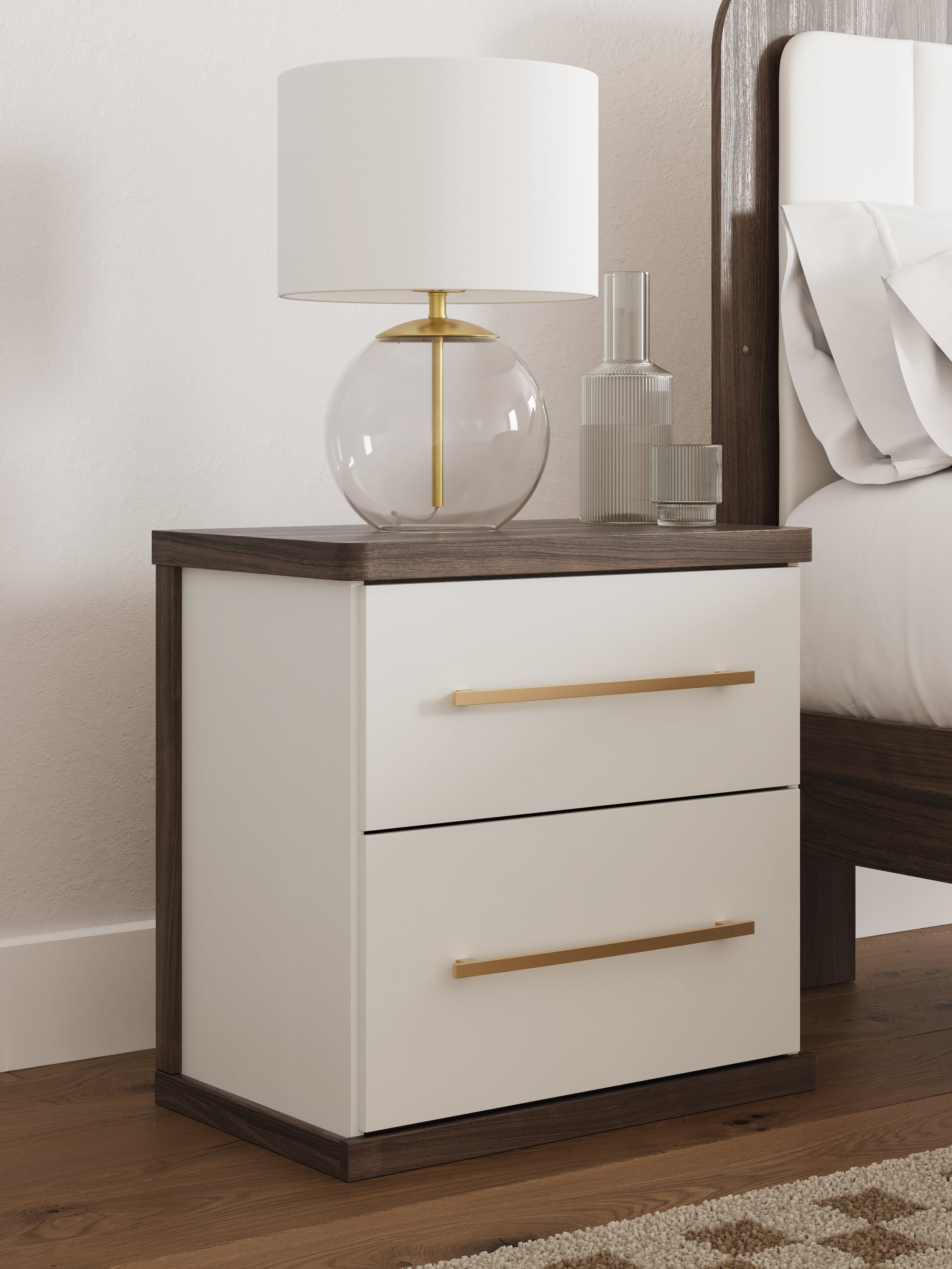 Diamond Furniture - Ashley Furniture - Kendanport Bedroom - Two Drawer Night Stand / Brown/White - PCB1108-92