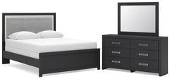 Diamond Furniture - Ashley Furniture - Maeling Queen Upholstered Panel Bed, Dresser and Mirror - Queen Upholstered Panel Bed, Dresser and Mirror - PCB1115B7