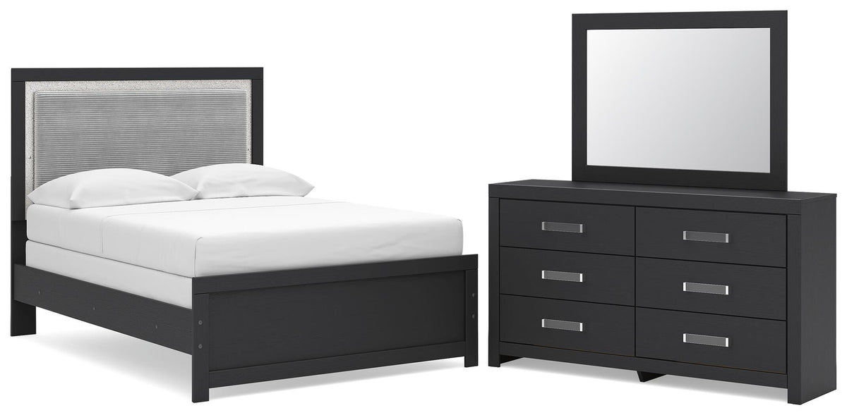 Diamond Furniture - Ashley Furniture - Maeling Full Upholstered Panel Bed, Dresser and Mirror - Full Upholstered Panel Bed, Dresser and Mirror - PCB1115B5