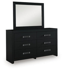 Maeling Full Upholstered Panel Bed, Dresser and Mirror