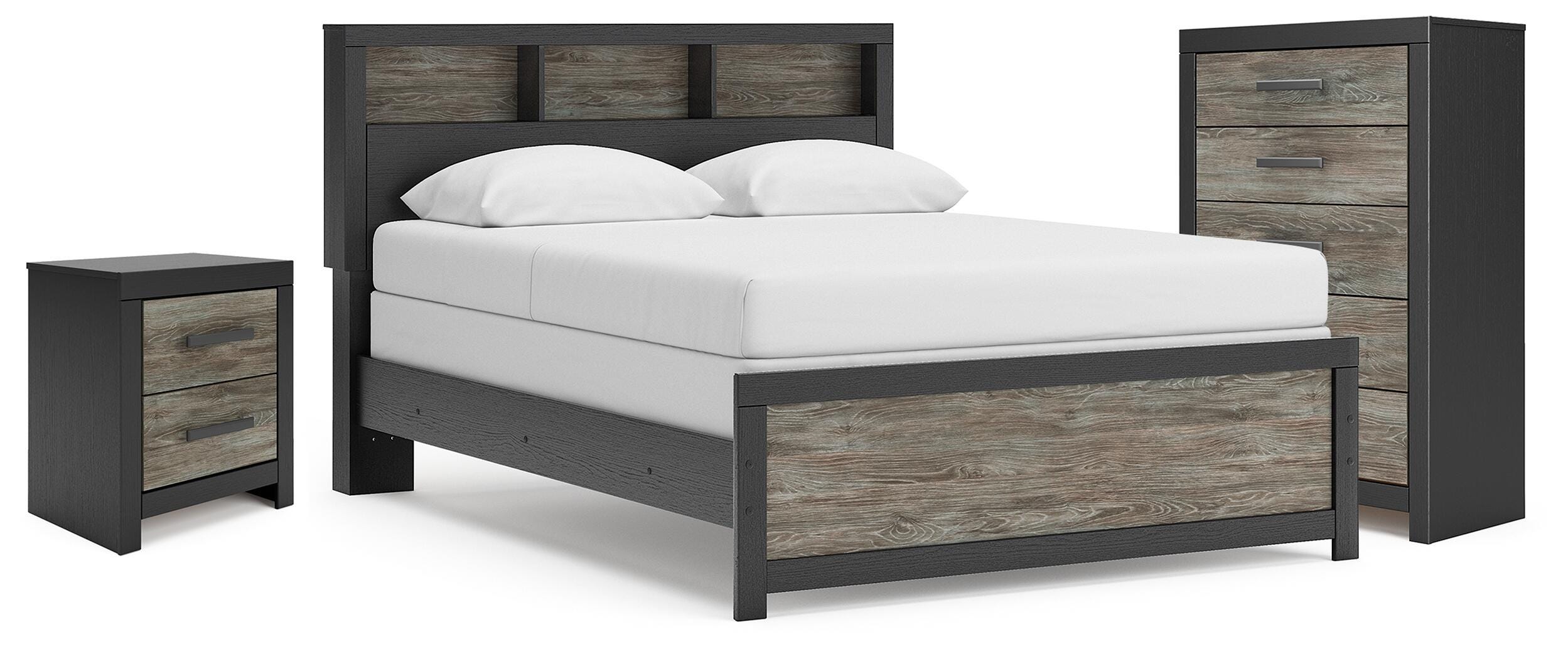 Diamond Furniture - Ashley Furniture - Broachmyn Queen Bookcase Bed, Chest and Nightstand - Queen Bookcase Bed, Chest and Nightstand - PCB1118B26