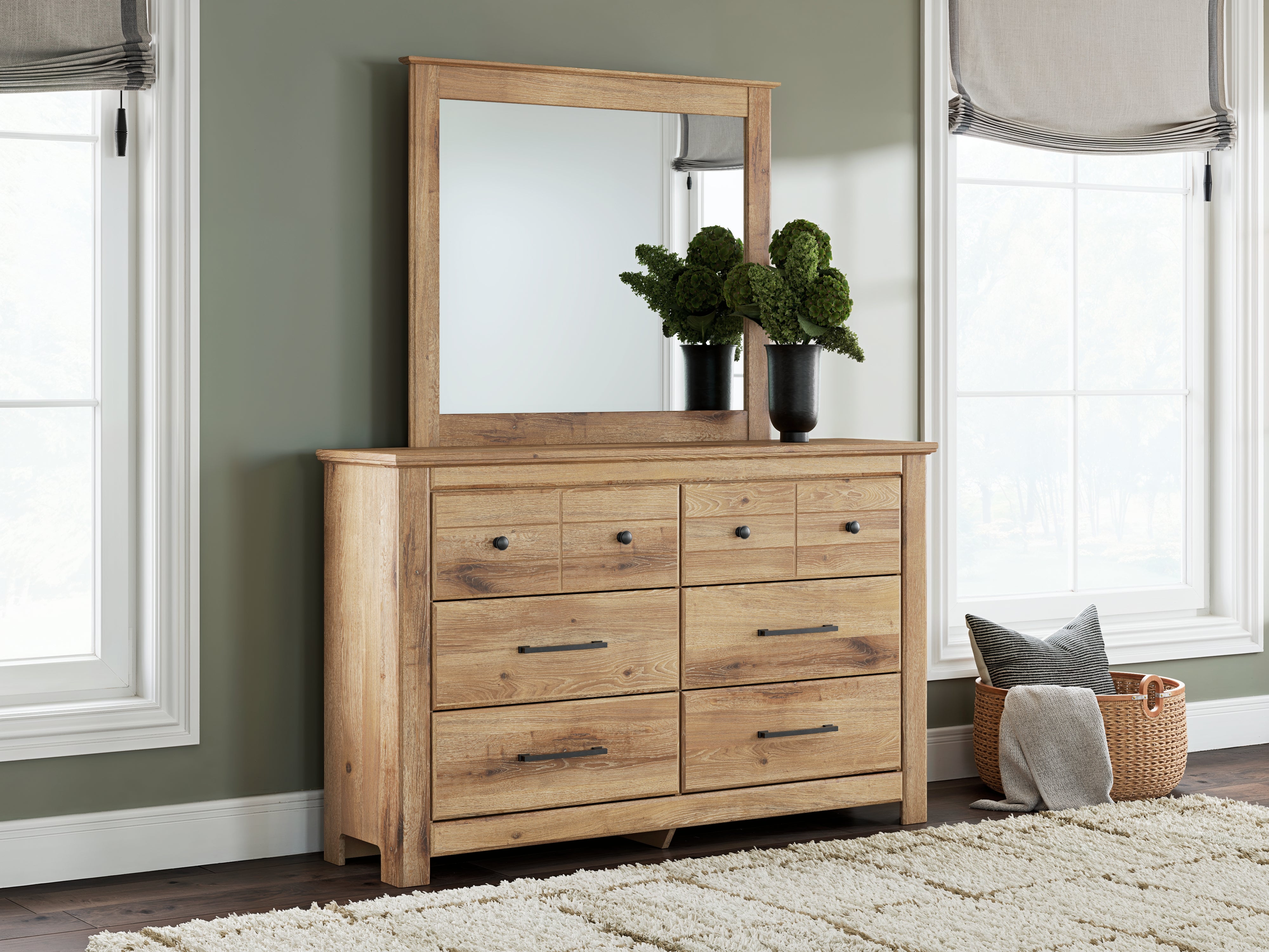 Diamond Furniture - Ashley Furniture - Makidern Dresser and Mirror - Dresser and Mirror / Tan - PCB1170B1