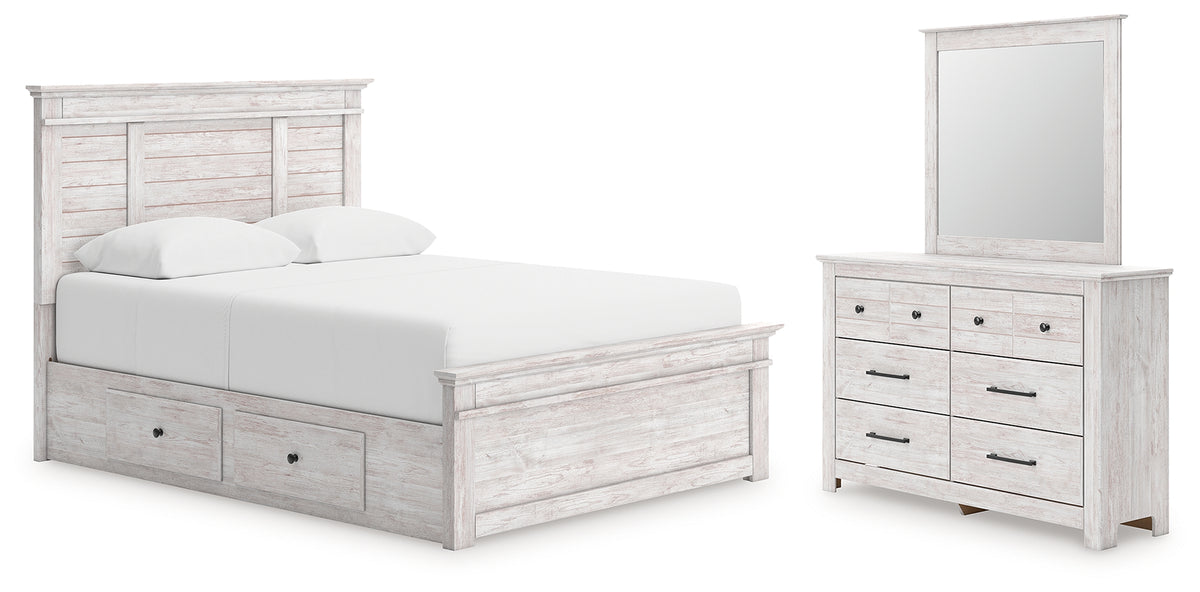Diamond Furniture - Ashley Furniture - Makidern Queen Panel Bed with Storage, Dresser and Mirror - Queen Panel Bed with Storage, Dresser and Mirror - PCB1171B6