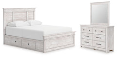 Diamond Furniture - Ashley Furniture - Makidern Queen Panel Bed with Storage, Dresser and Mirror - Queen Panel Bed with Storage, Dresser and Mirror - PCB1171B6
