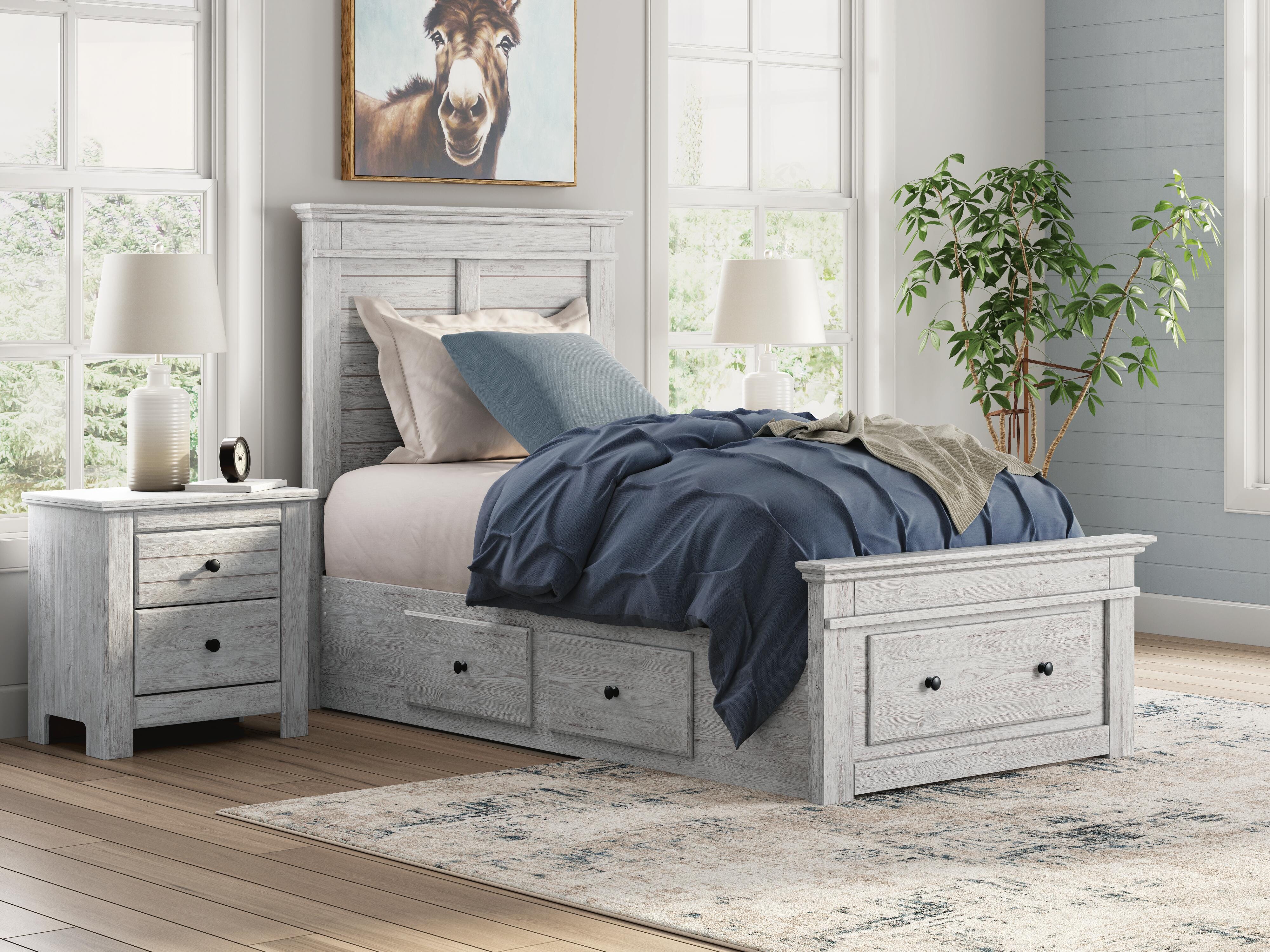 Diamond Furniture - Ashley Furniture - Makidern Twin Panel Bed with Storage - Twin Panel Bed with Storage - PCB1171B38