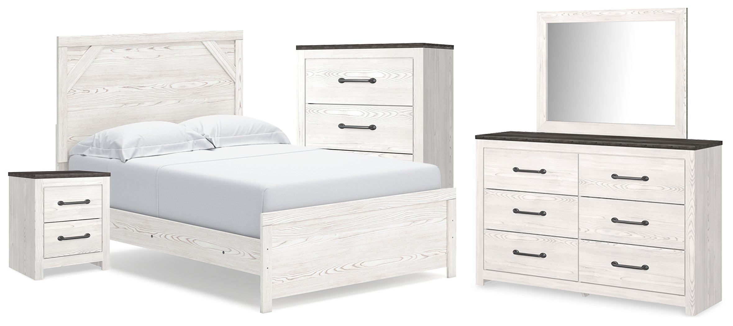 Diamond Furniture - Ashley Furniture - Gerridan Full Panel Bed, Dresser, Mirror, Chest and Nightstand - Full Panel Bed, Dresser, Mirror, Chest and Nightstand - B1190B33