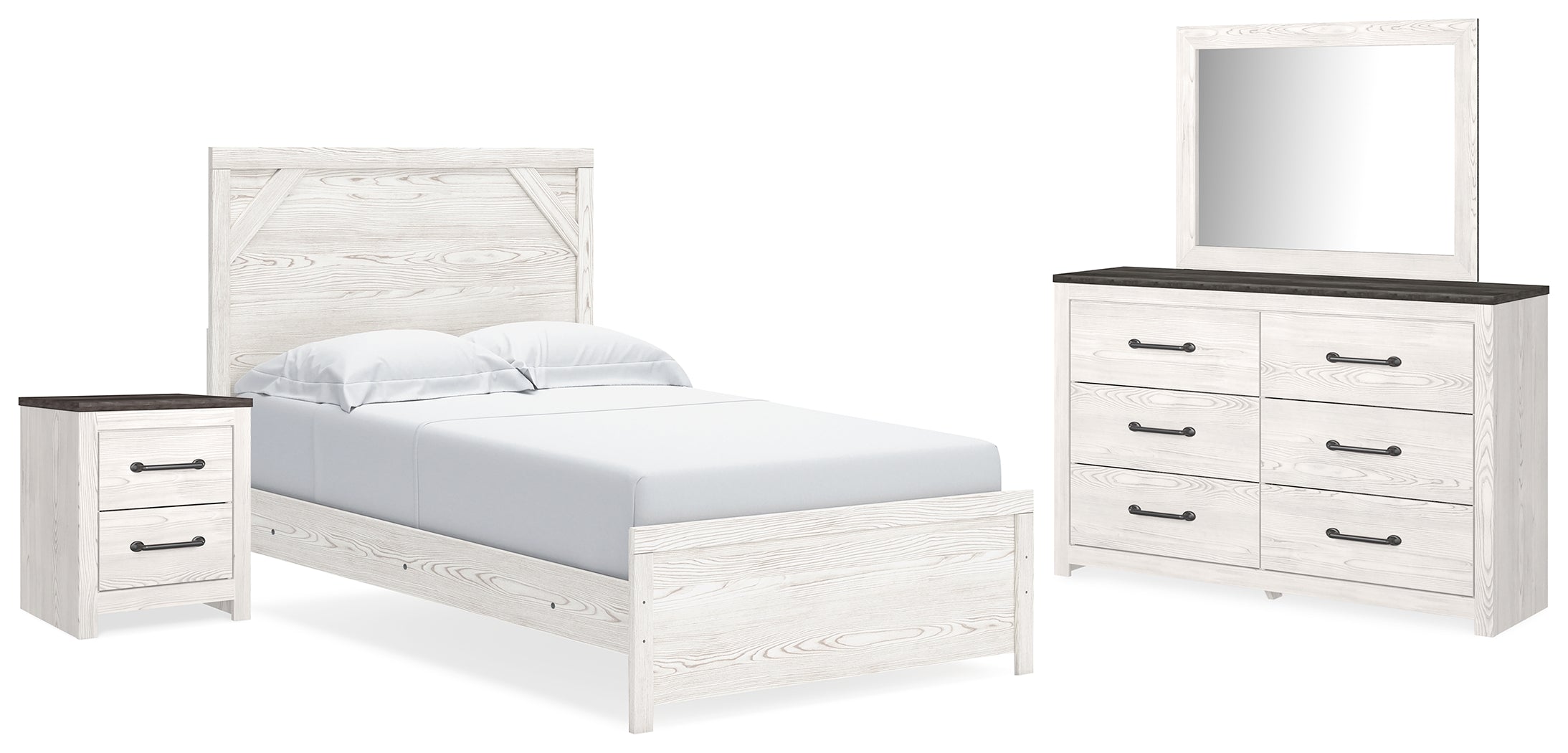 Diamond Furniture - Ashley Furniture - Gerridan Full Panel Bed, Dresser, Mirror and Nightstand - Full Panel Bed, Dresser, Mirror and Nightstand - B1190B22