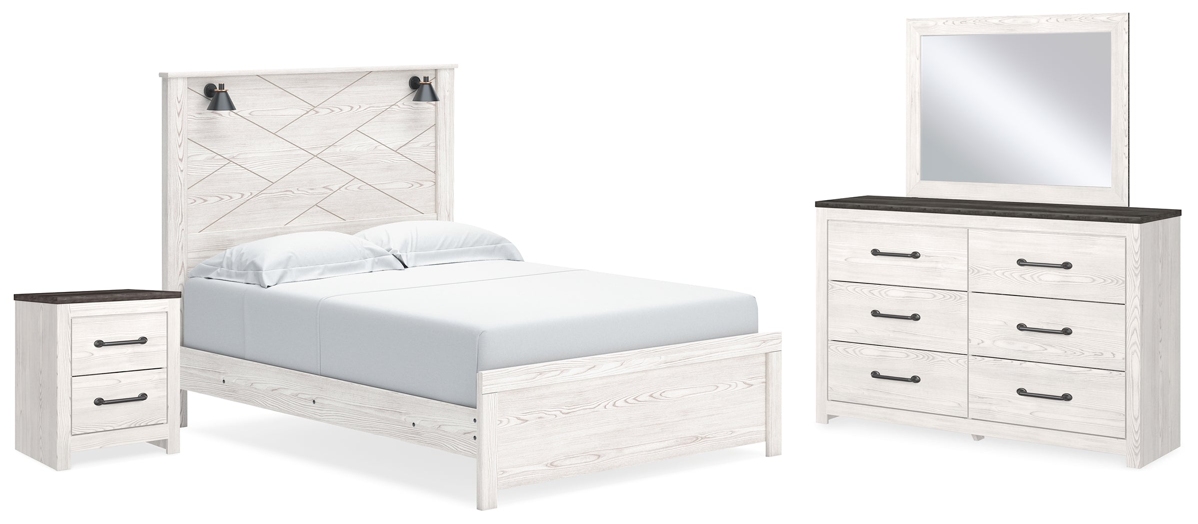 Diamond Furniture - Ashley Furniture - Gerridan Queen Panel Bed, Dresser, Mirror, and Nightstand - Queen Panel Bed, Dresser, Mirror, and Nightstand - B1190B15