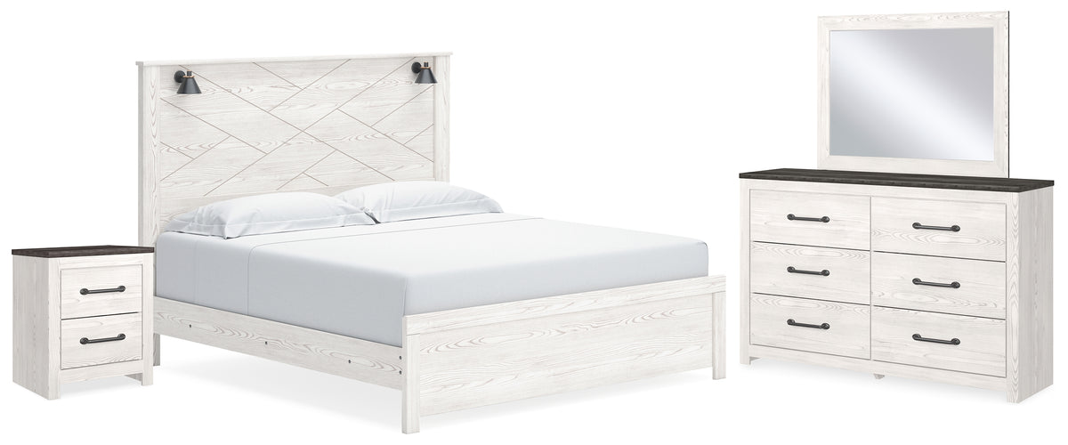Diamond Furniture - Ashley Furniture - Gerridan King Panel Bed, Dresser, Mirror and Nightstand - King Panel Bed, Dresser, Mirror and Nightstand - B1190B20
