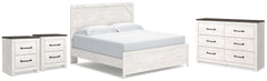 Diamond Furniture - Ashley Furniture - Gerridan King Panel Bed, Dresser and 2 Nightstands - King Panel Bed, Dresser and 2 Nightstands - B1190B32