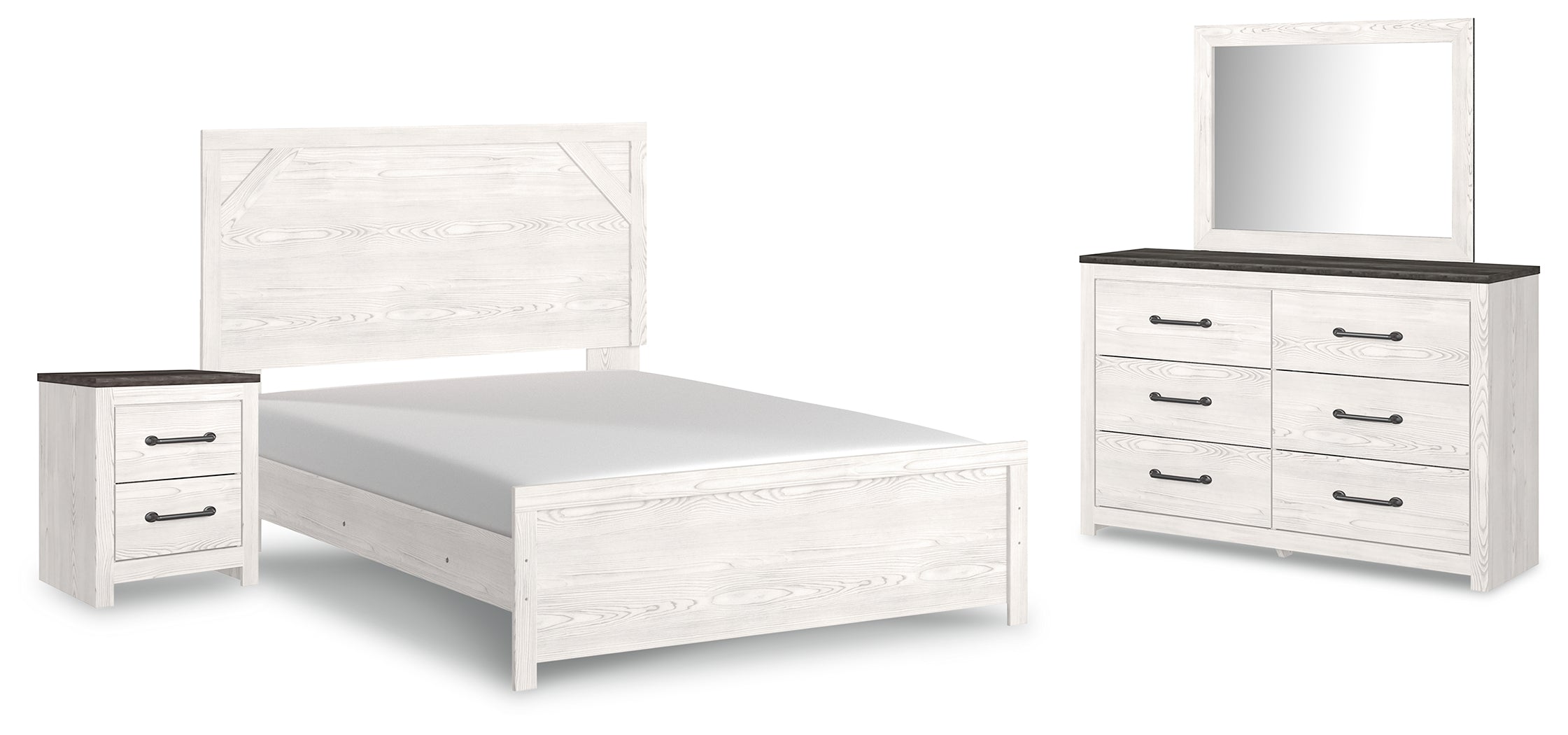 Diamond Furniture - Ashley Furniture - Gerridan Queen Bed with Mirrored Dresser and Nightstand - Queen Bed with Mirrored Dresser and Nightstand - B1190B11