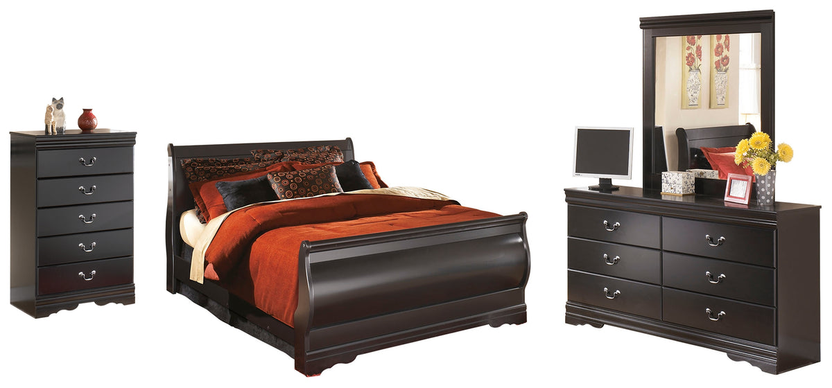 Diamond Furniture - Ashley Furniture - Huey Vineyard Queen Sleigh Bed with Dresser, Mirror and Chest of Drawers - Queen Sleigh Bed with Dresser, Mirror and Chest of Drawers - B128B23